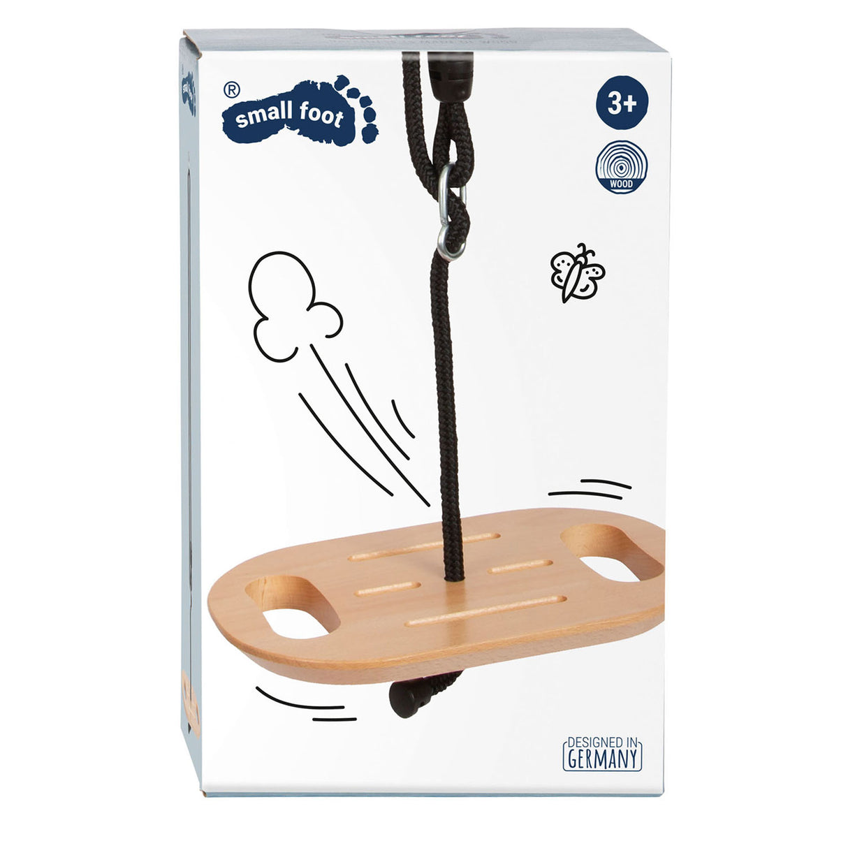 Small foot - houten disc schommel met handgrepen black line