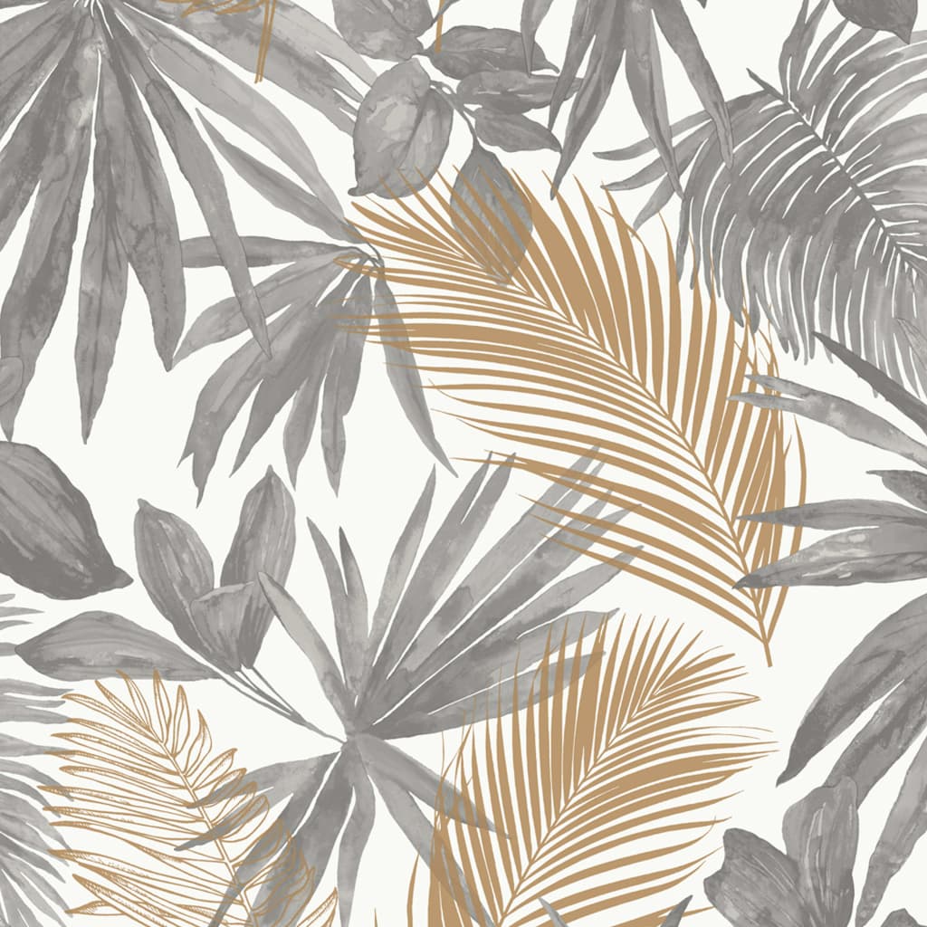 Dutch wallcoverings behang wild palms grijs en beige