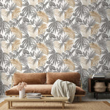 Dutch wallcoverings behang wild palms grijs en beige