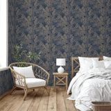 Dutch wallcoverings behang joelle zilverkleurig en blauw