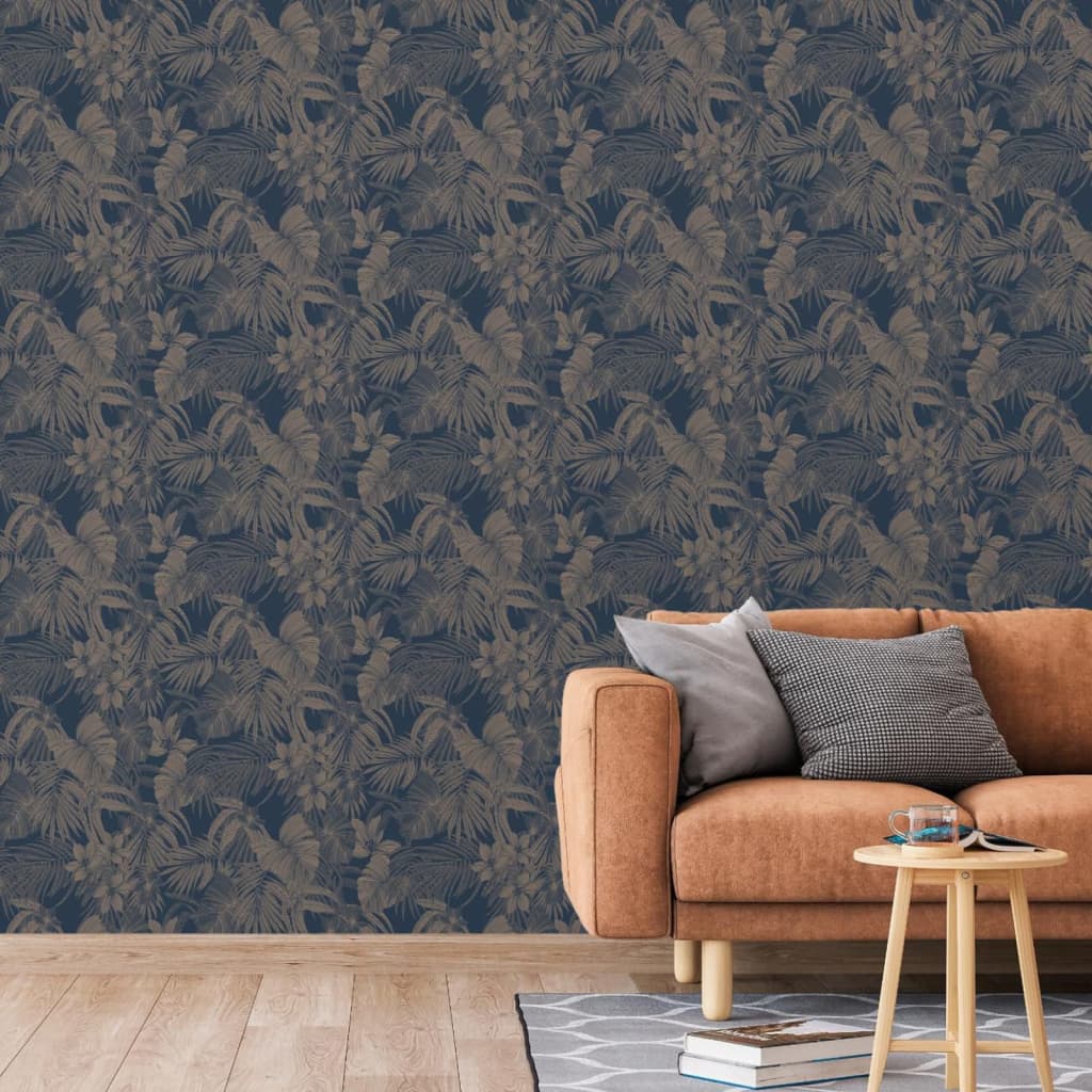 Dutch wallcoverings behang joelle zilverkleurig en blauw