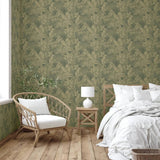 Dutch wallcoverings behang joelle groen en goudkleurig