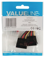 Valueline vlcp73520v015 interne stroom splitterkabel molex mannelijk - 2x sata 15-pins vrouwelijk 0,15 m veelkleurig