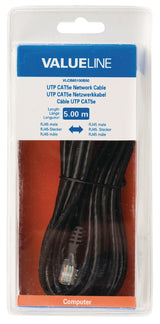 Valueline vlcb85100b50 utp cat5e netwerkkabel rj45 mannelijk - rj45 mannelijk 5,00 m zwart