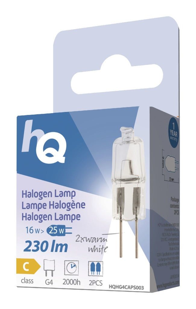 Hq hg4 caps003 halogeenlamp capsule g4 16 w 230 lm 2 800 k