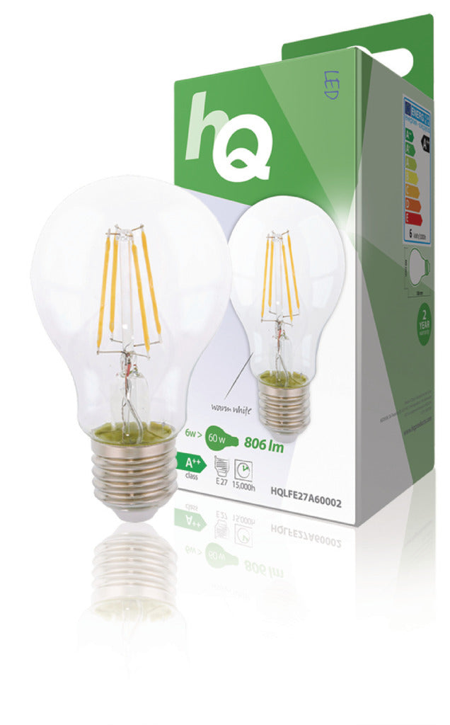 Hq lfe27a60002 led retro filament lamp e27 a60 6 w 806 lm 2700 k
