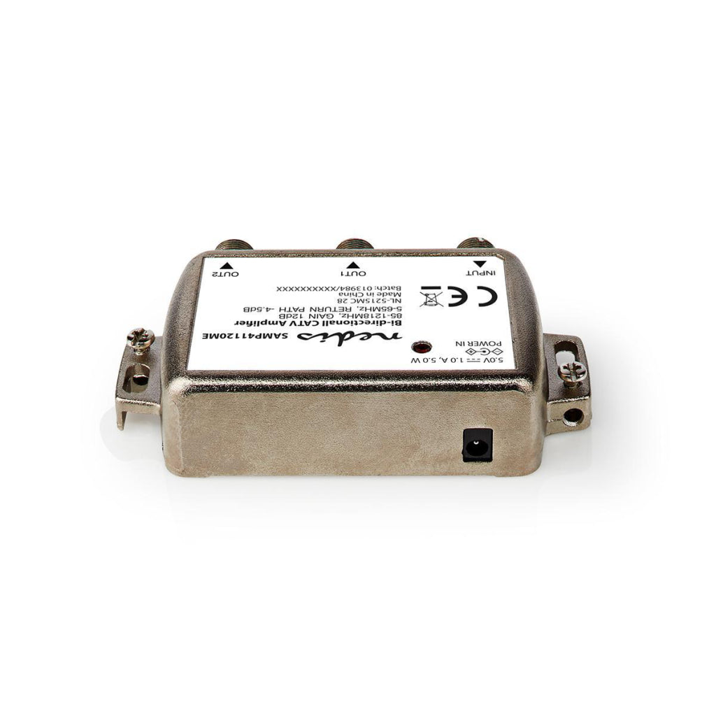 Nedis samp41120me catv versterker max. 9 db versterking 85 - 1218 mhz 2 uitgangen retourkanaal -4,5 db 5 - 65 mhz f