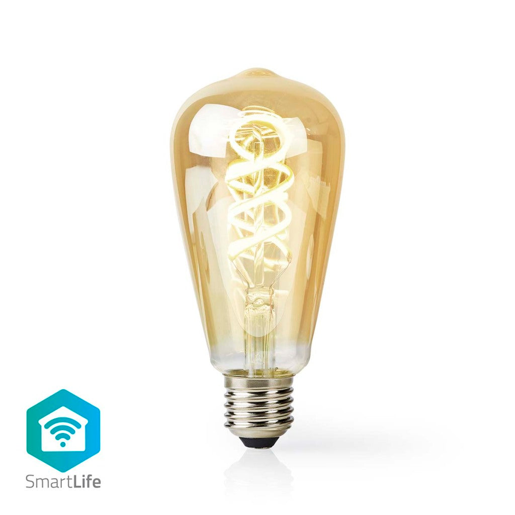 Nedis wifilrt10st64 smartlife led filamentlamp wi-fi e27 360 lm 4.9 w warm to cool white 1800 - 6500 k glas android trade; ios st64