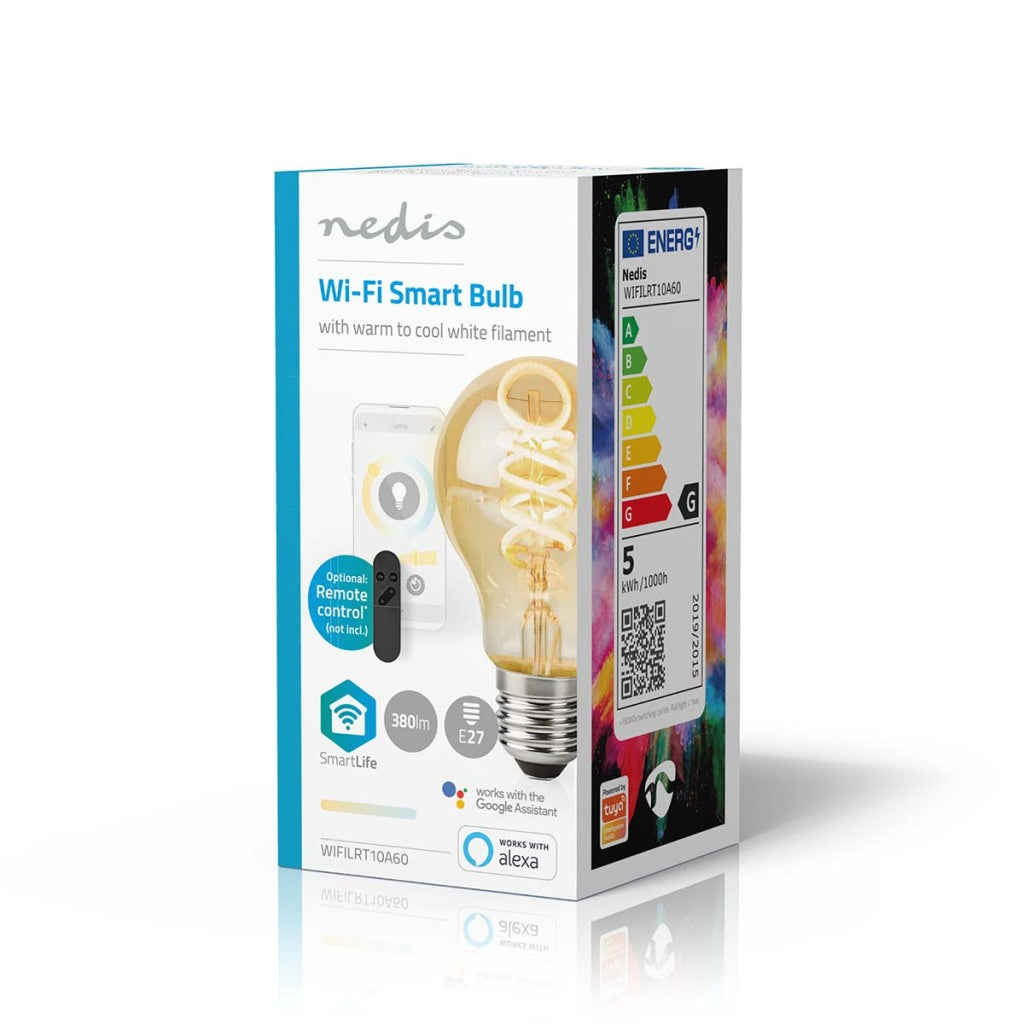 Nedis wifilrt10a60 smartlife led filamentlamp wi-fi e27 360 lm 4.9 w warm to cool white 1800 - 6500 k glas android trade; ios peer