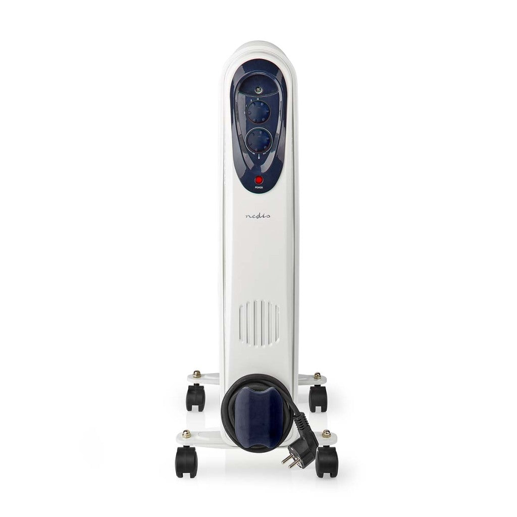 Nedis htoi30wt9 mobiele olieradiator 800 1200 2000 w 9 vinnen verstelbare thermostaat 3 warmte standen omvalpreventie wit