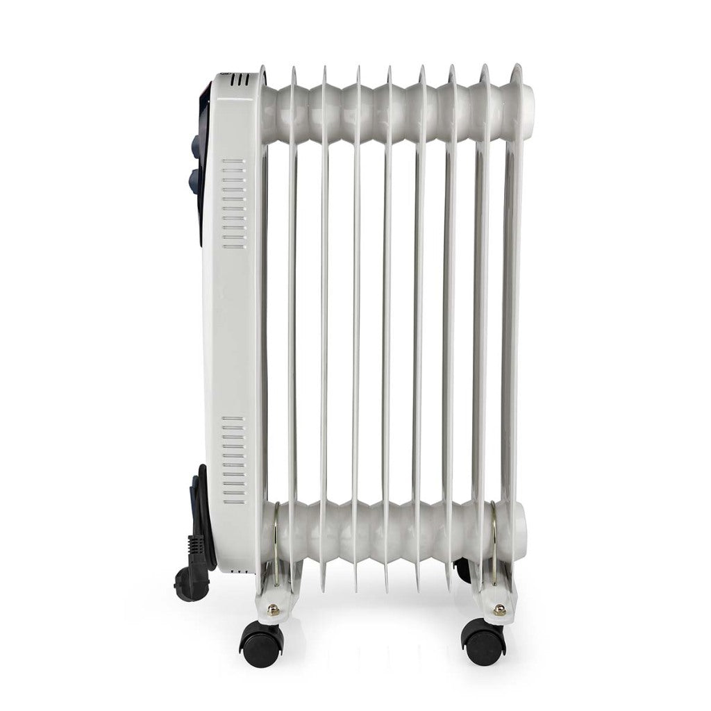 Nedis htoi30wt9 mobiele olieradiator 800 1200 2000 w 9 vinnen verstelbare thermostaat 3 warmte standen omvalpreventie wit