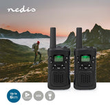 Nedis wltk0610bk walkie talkie set 2 handsets tot 6 km frequentiekanalen: 8 ptt vox tot 3 uur koptelefoonoutput 2 headsets zwart