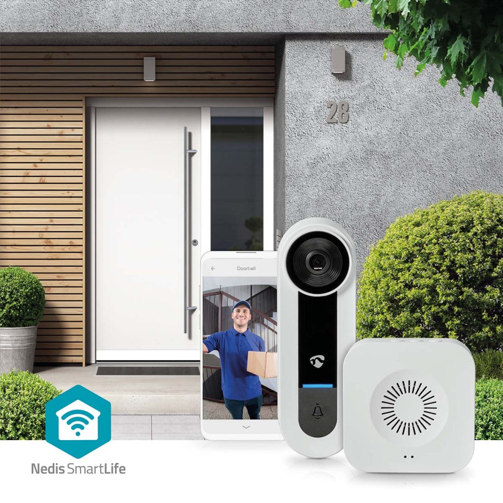 Nedis WIFICDP40CWT Smartlife Videodeurbel Wi-fi Netvoeding 1536x1536 Cloud Opslag (optioneel) Microsd (niet Inbegrepen) Onvif Ip65 Met Bewegingssensor Wit