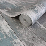 Noordwand behang topchic wooden planks donkergrijs en blauw