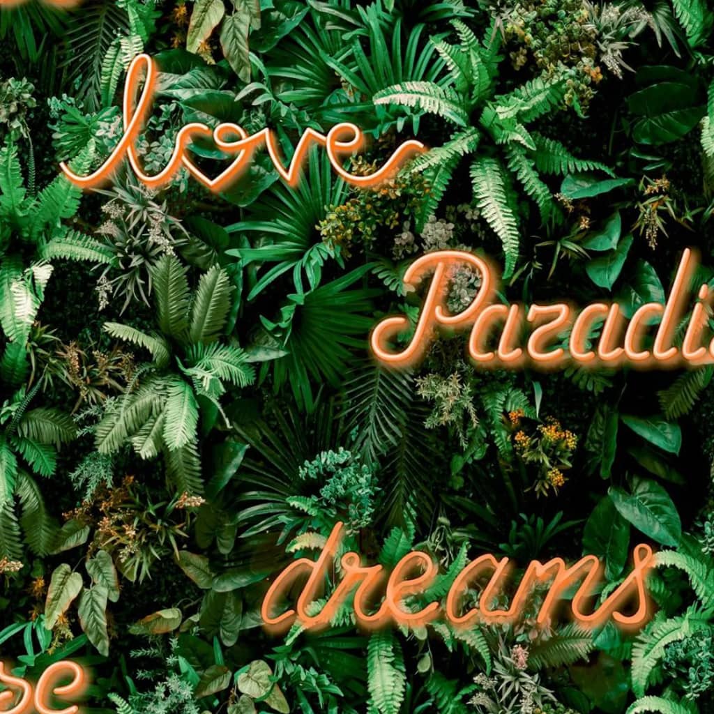 Noordwand behang good vibes neon letter with plants groen en oranje