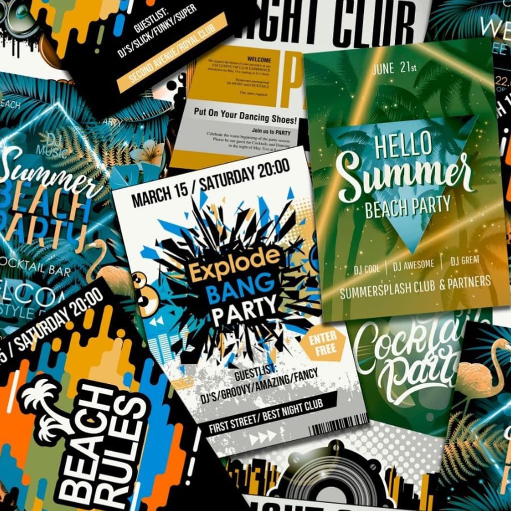 Noordwand behang good vibes club posters groen en oranje