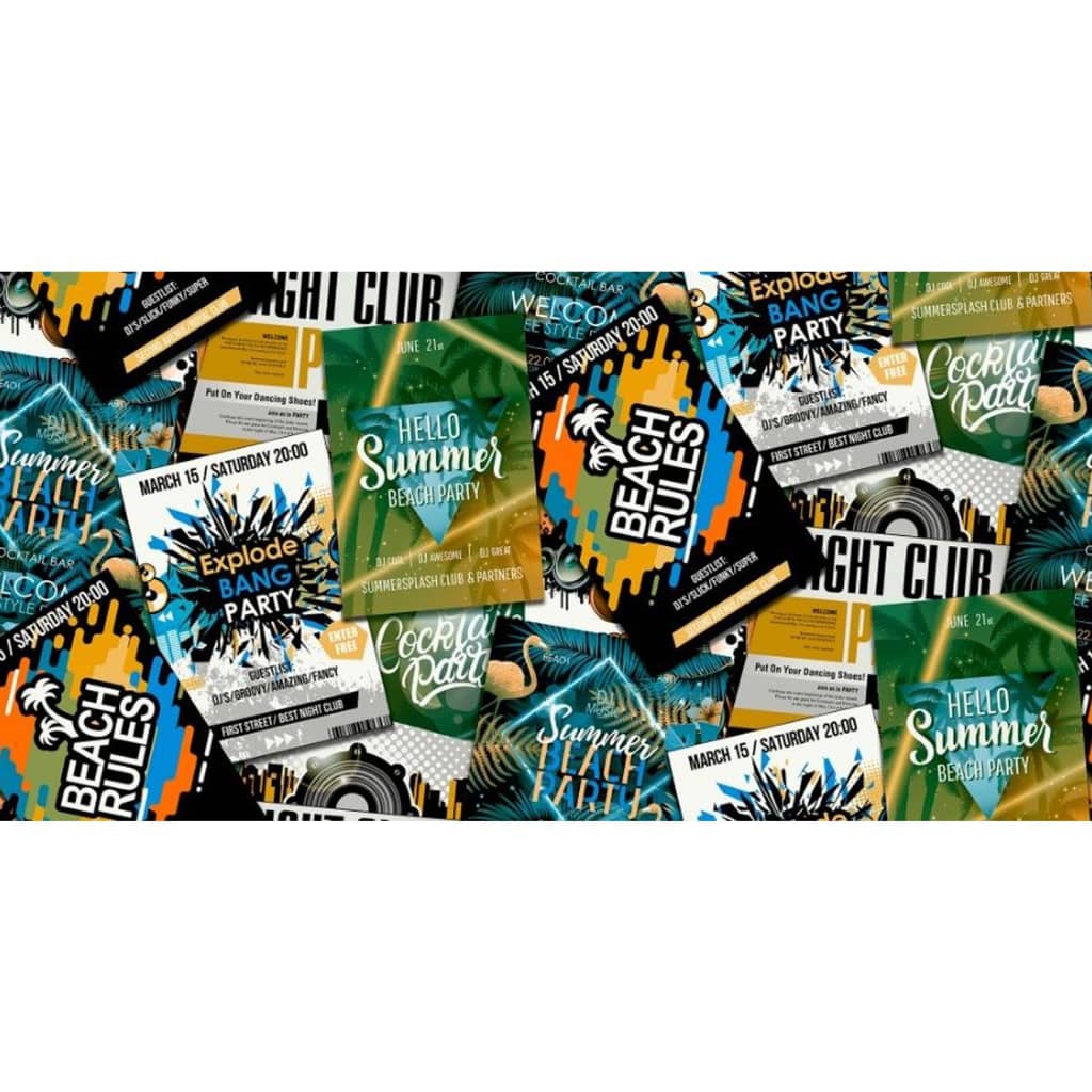 Noordwand behang good vibes club posters groen en oranje