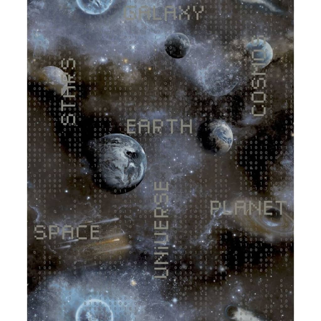 Noordwand behang good vibes galaxy planets and text blauw en zwart