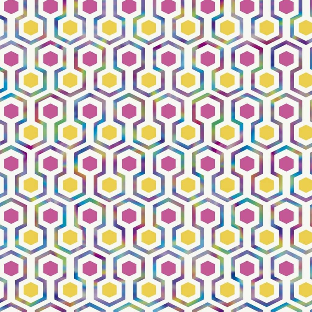 Noordwand behang good vibes hexagon pattern roze en geel