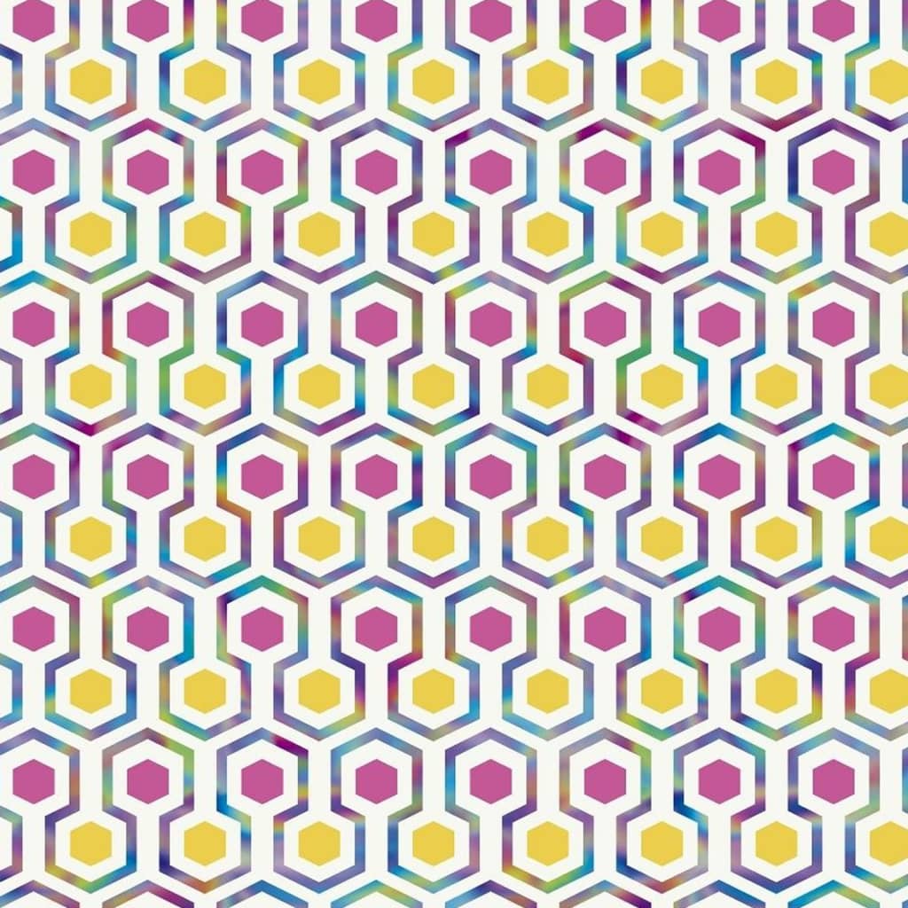 Noordwand behang good vibes hexagon pattern roze en geel