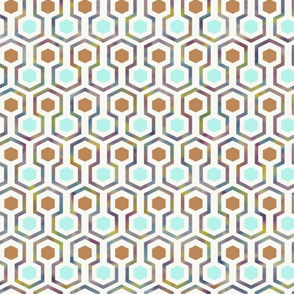 Noordwand behang good vibes hexagon pattern groen en oranje