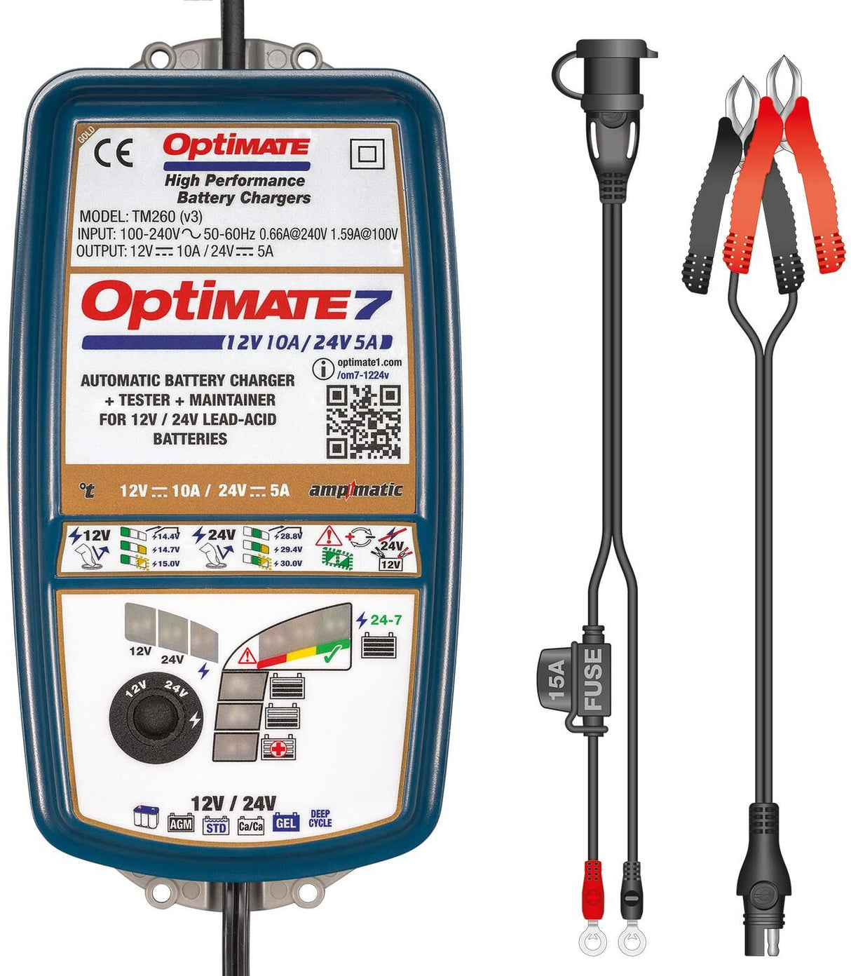 Tecmate acculader optimate 7 12 v-24 v