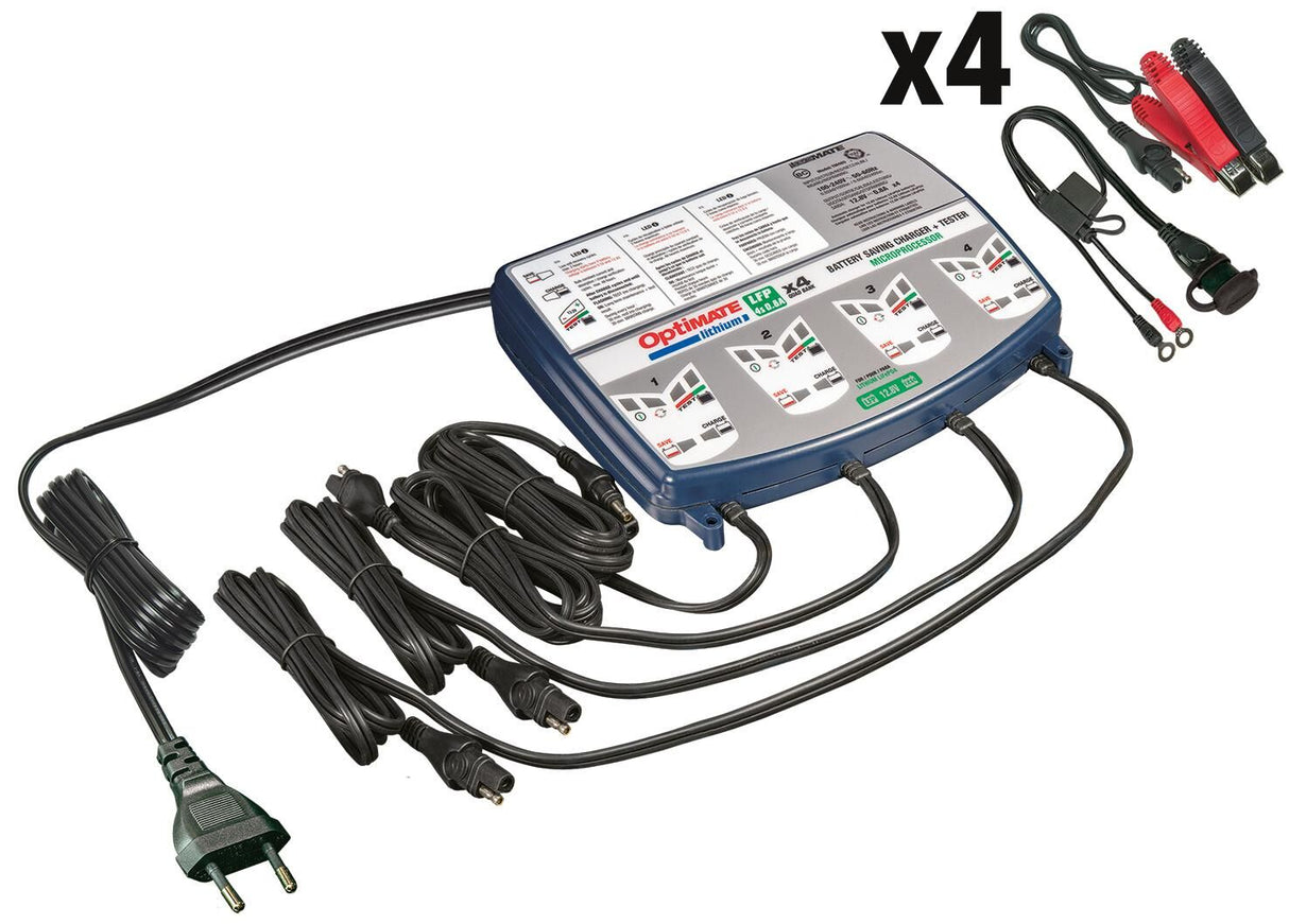 Tecmate acculader optimate lithium 4x0.8a