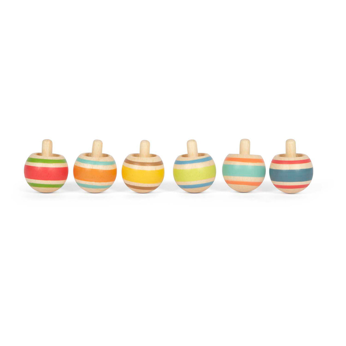Small foot - houten tollen gestreept, set van 6