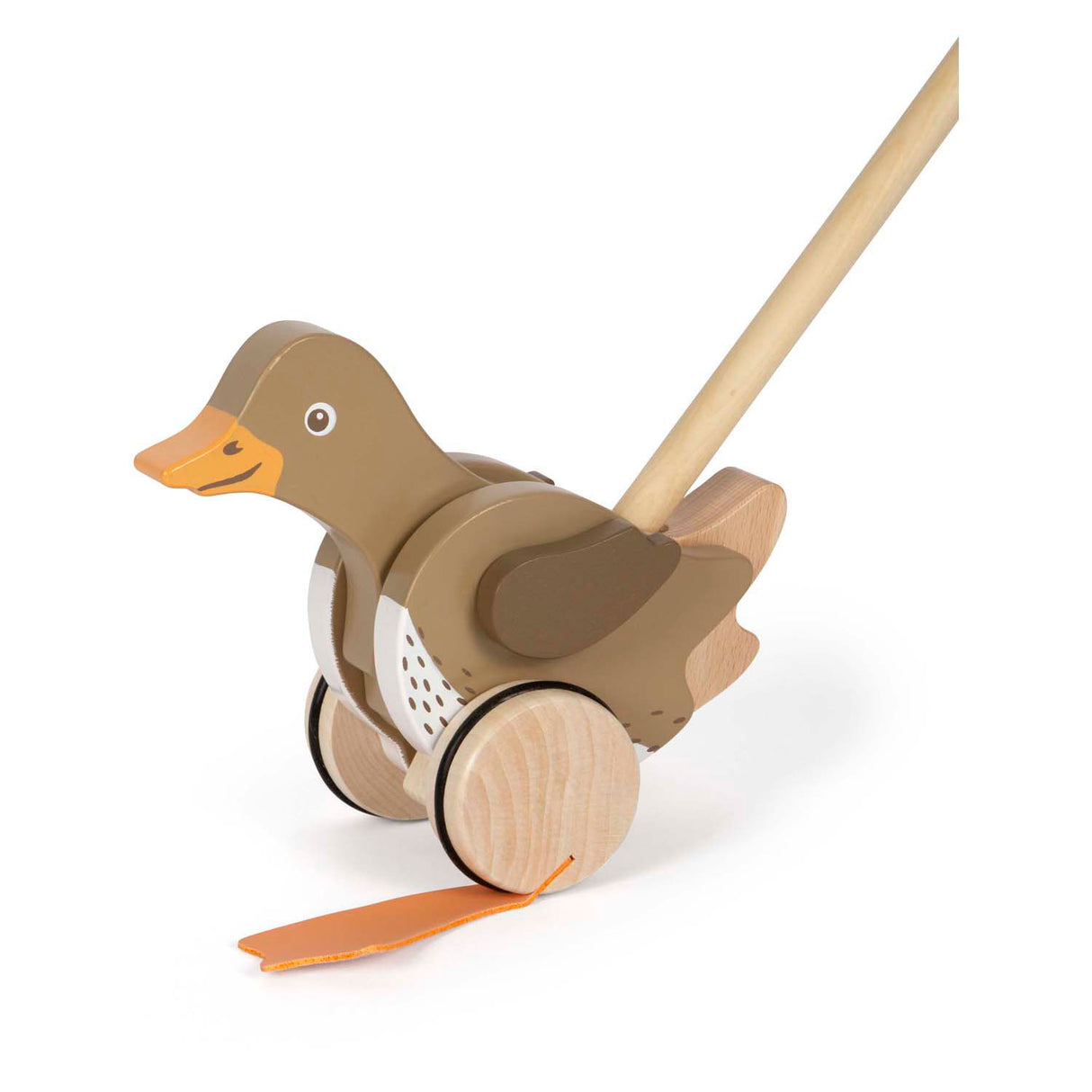 Small foot - houten duwfiguur eend met bewegende kop