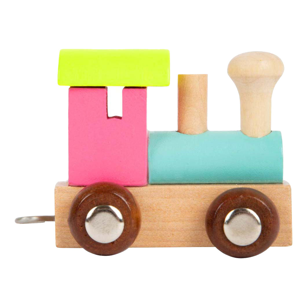 Small foot - houten lettertrein locomotief gekleurd