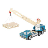Small foot - houten kraanwagen blauw met pallet