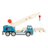 Small foot - houten kraanwagen blauw met pallet