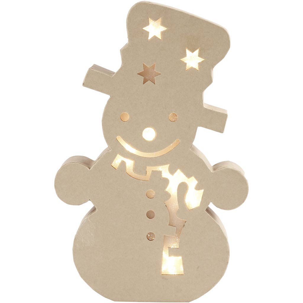 Creativ company figuur met licht, sneeuwpop, h: 27 cm, d: 4 cm, b: 17,5 cm, 1 stuk
