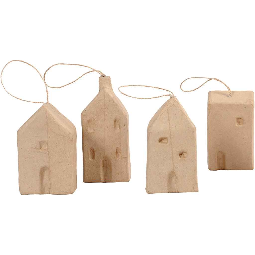 Huisjes van Papiermache, 4st.
