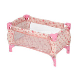 Poppenbed opvouwbaar roze bloem