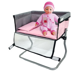 Poppen verzorgingstafel grijs roze39x25x39cm
