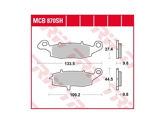Trw -lucas remblokken mcb 870 brake pad mcb 870 si sintered metal
