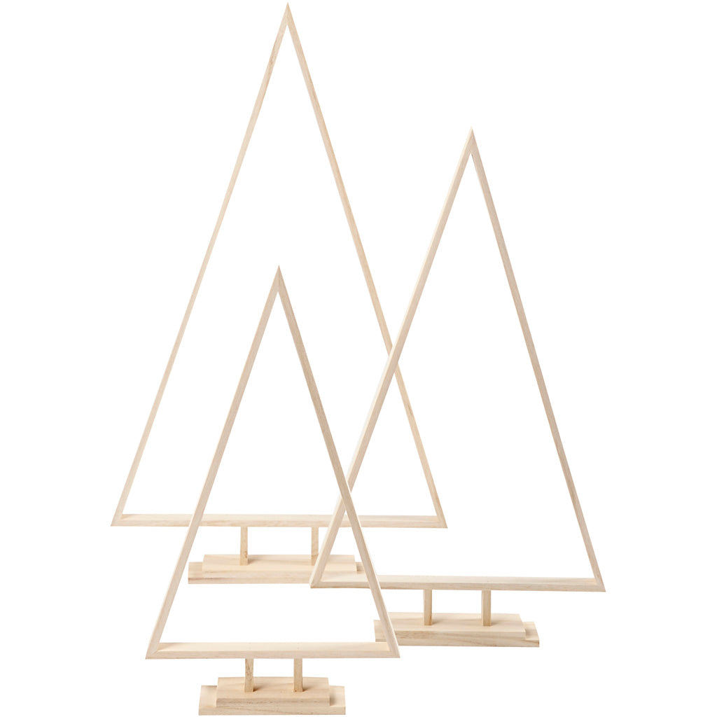Creativ company kerstbomen, h: 40+50+60 cm, b: 22,5+29+35 cm, 3 stuk 1 doos