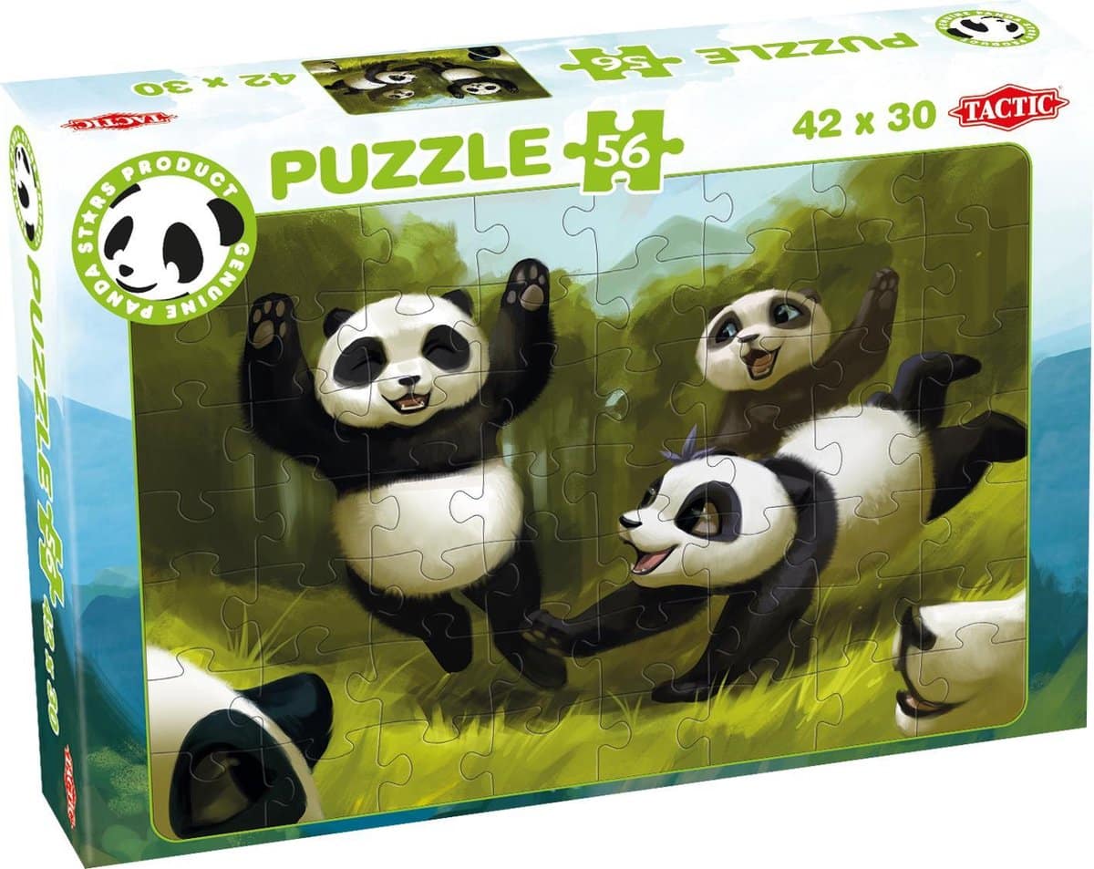 Tactic puzzel - spelende pandaberen - 54 stukjes