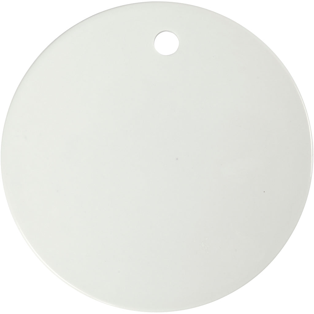 Creativ company label porselein, d 15 cm, dikte 0,5 cm, wit, 1 stuk