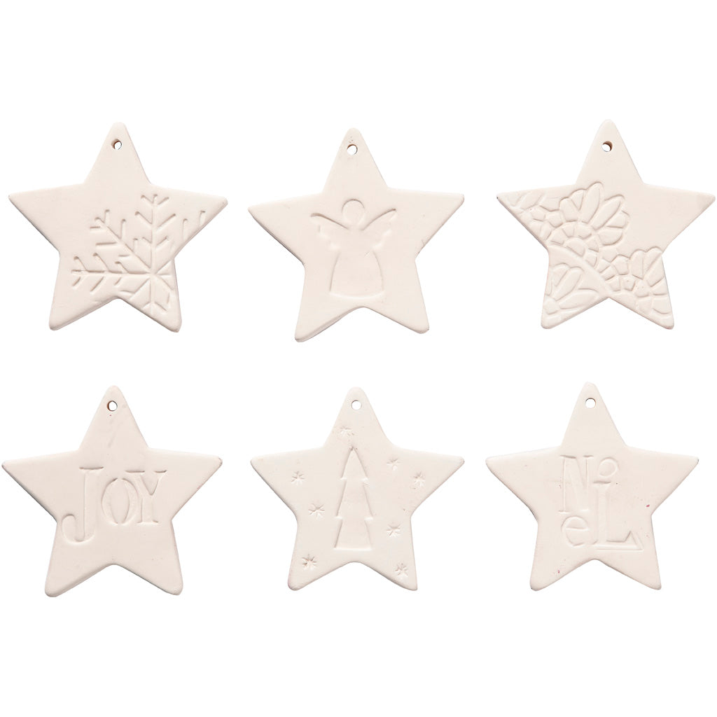 Creativ company ornamenten om te hangen, ster, afm 7x7 cm, wit, 6 stuk 1 doos