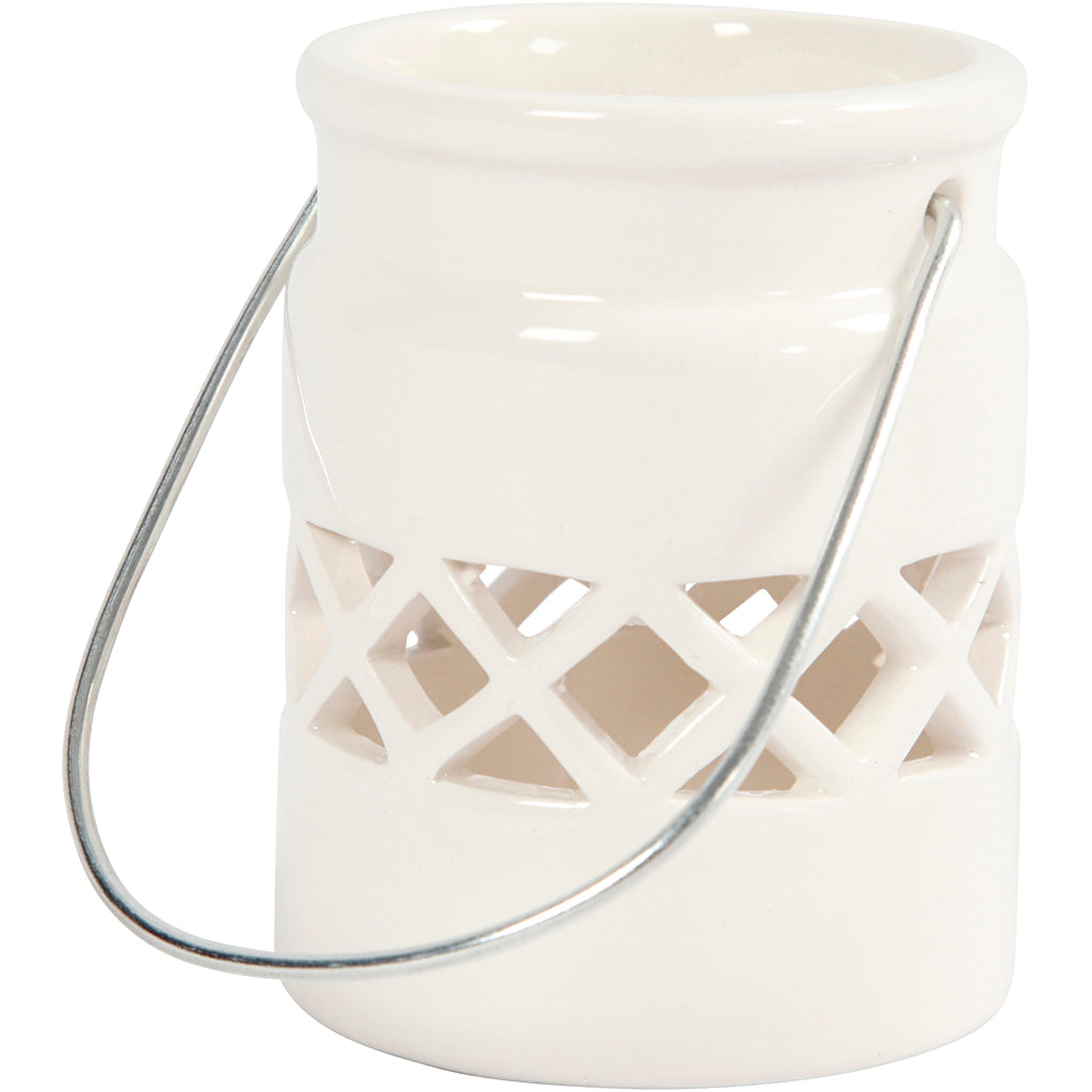 Creativ company lantaarn, h: 8 cm, d 6,2 cm, wit, 2 stuk 1 doos