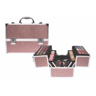 Casuelle make-up koffer multi glitter roze