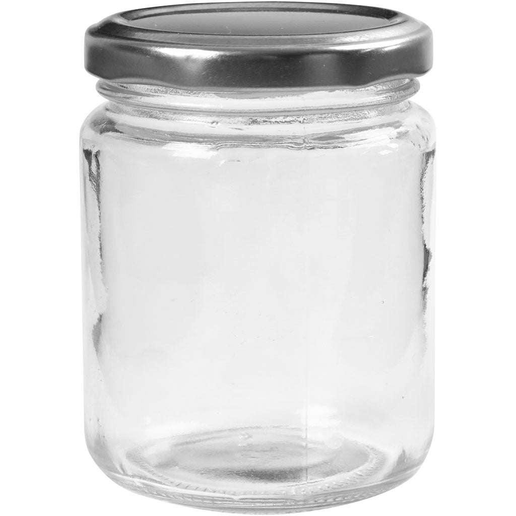 Creativ company glazen pot, h: 9,1 cm, d 6,8 cm, 240 ml, transparant, 12 stuk 1 doos
