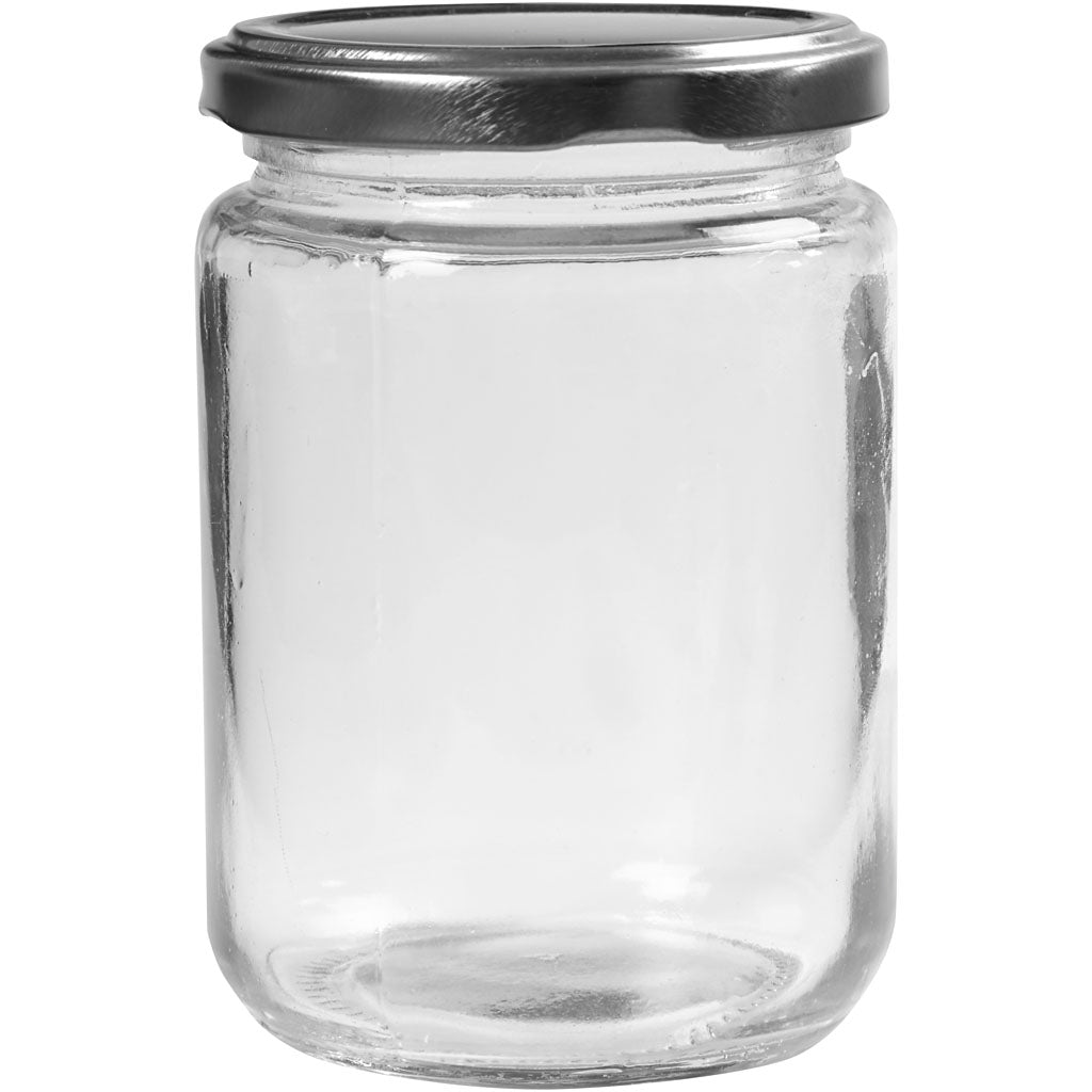 Creativ company glazen pot, h: 11 cm, d 7,5 cm, 370 ml, transparant, 6 stuk 1 doos