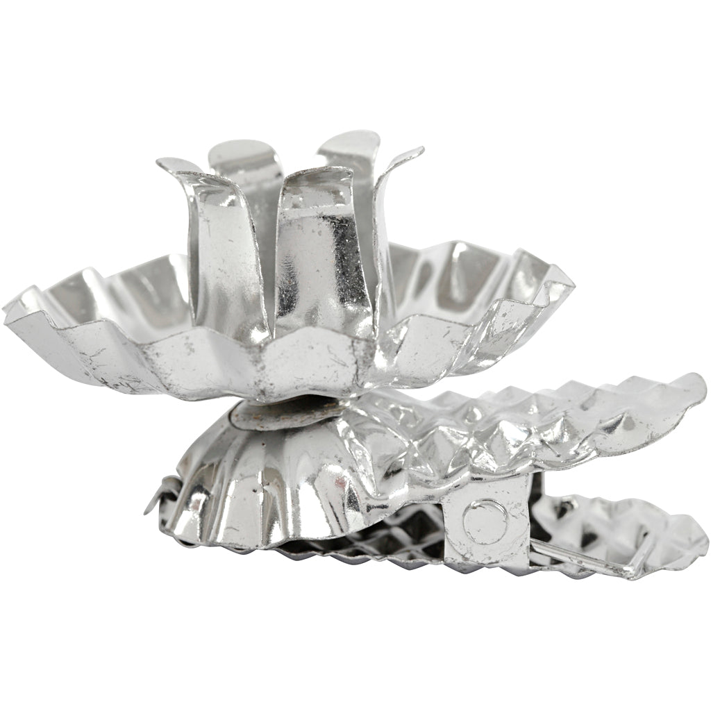 Creativ company kaarsenhouder om te klemmen, d 40 mm, verzilverd, 8 stuk 1 doos