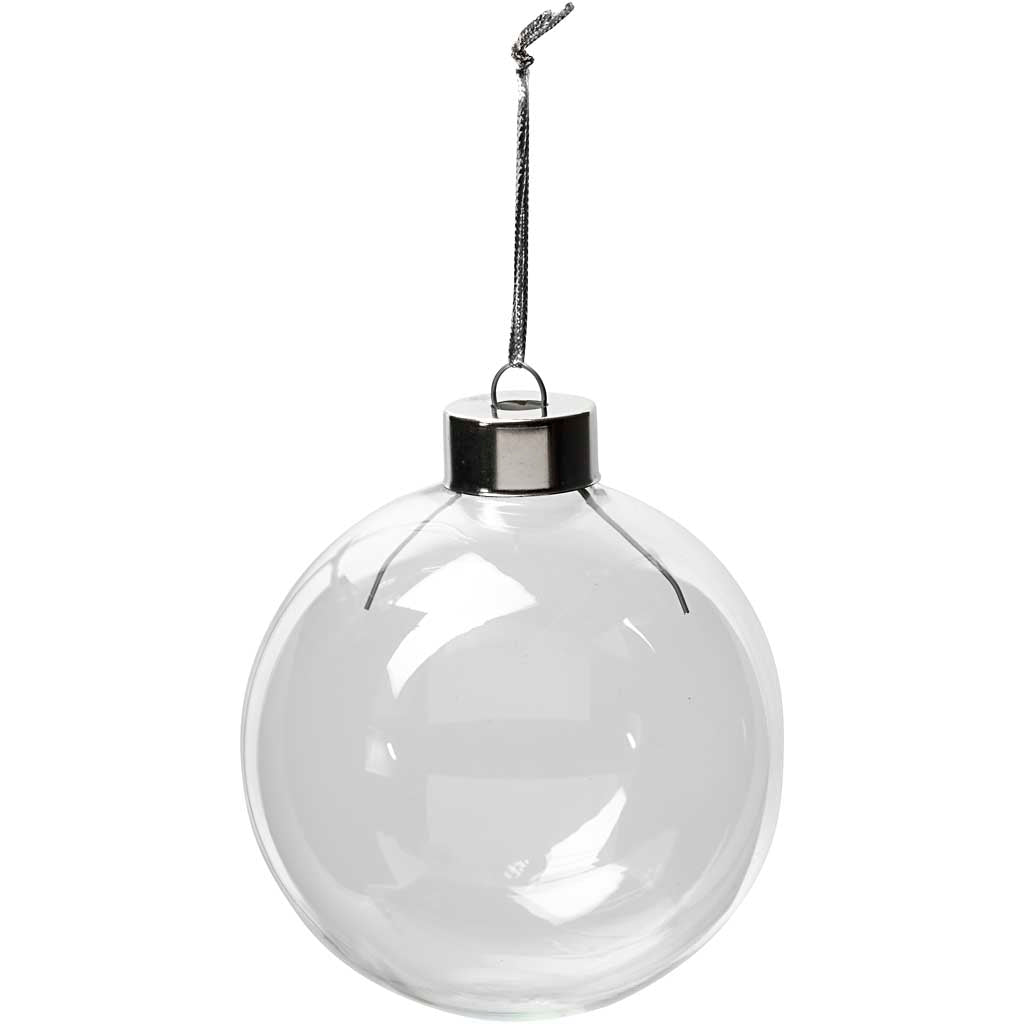 Creativ company glazen ornamenten, h: 8,9 cm, d 7,9 cm, transparant, 6 stuk 1 doos
