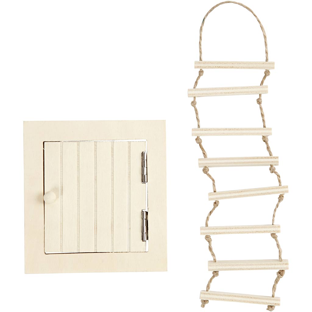 Creativ company zolderluik en touwladder, afm 9-20 cm, 1 set