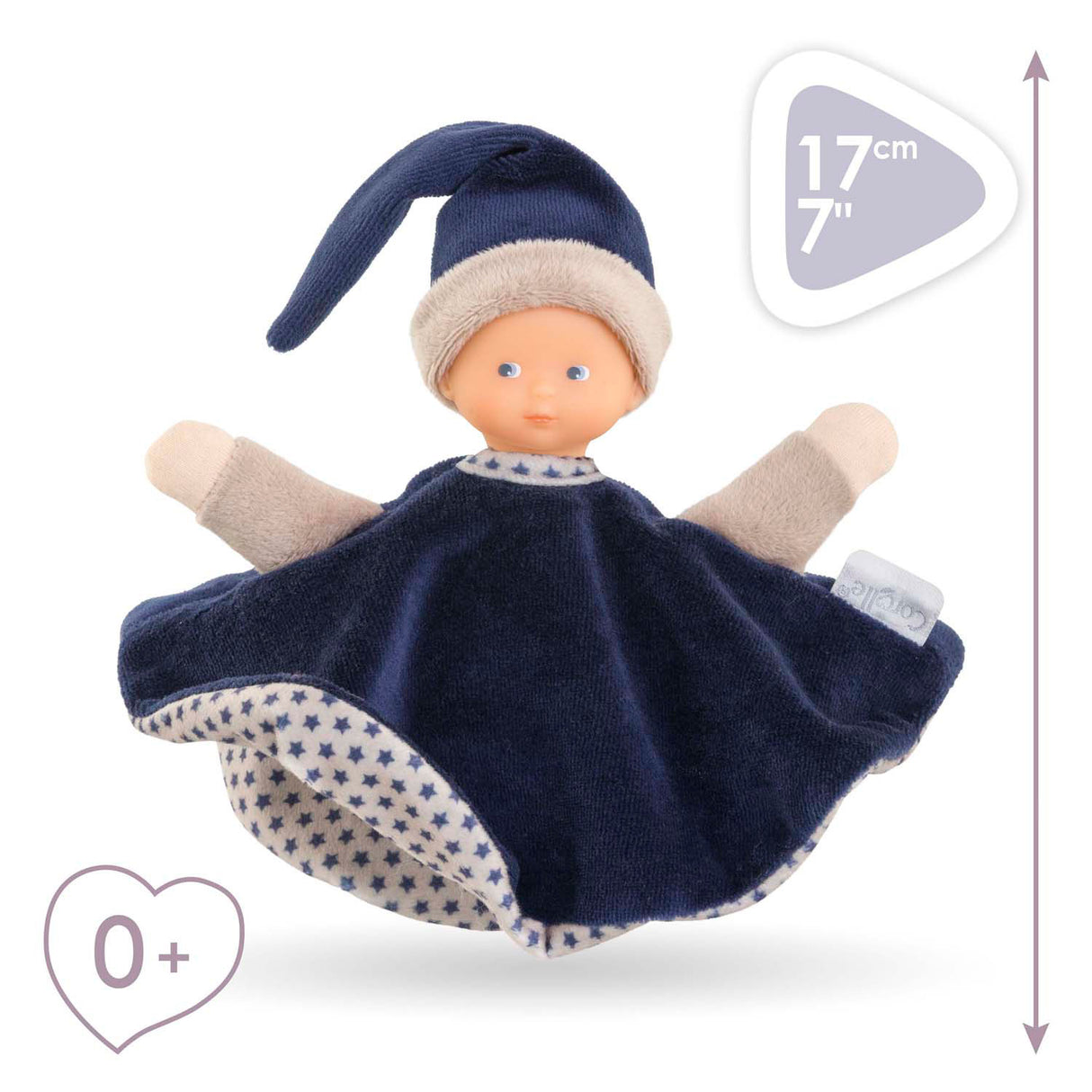 Corolle tidoudou - marineblauw knuffeldoek, 17cm