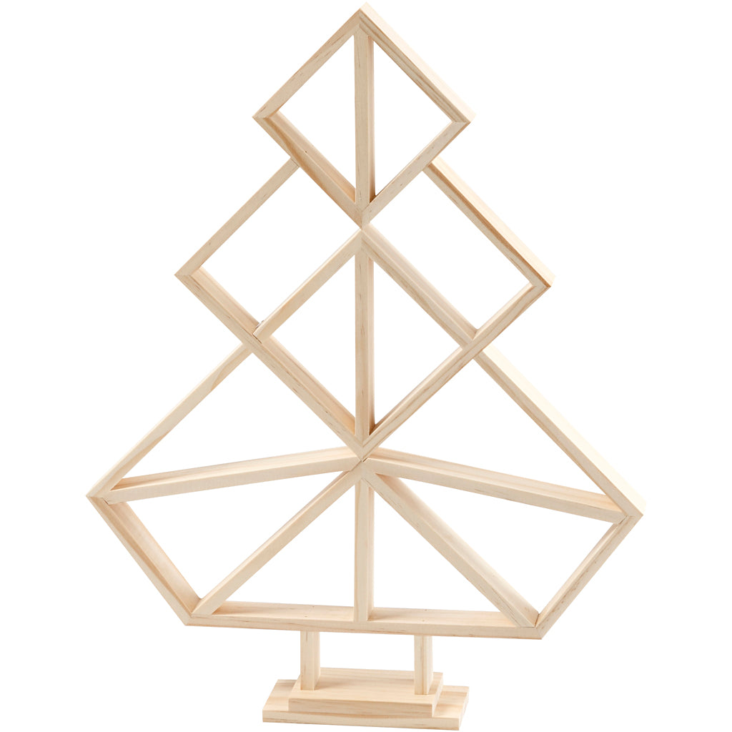 Creative company geometrische kerstboom van hout, h: 40 cm, b: 31 cm, 1 stuk